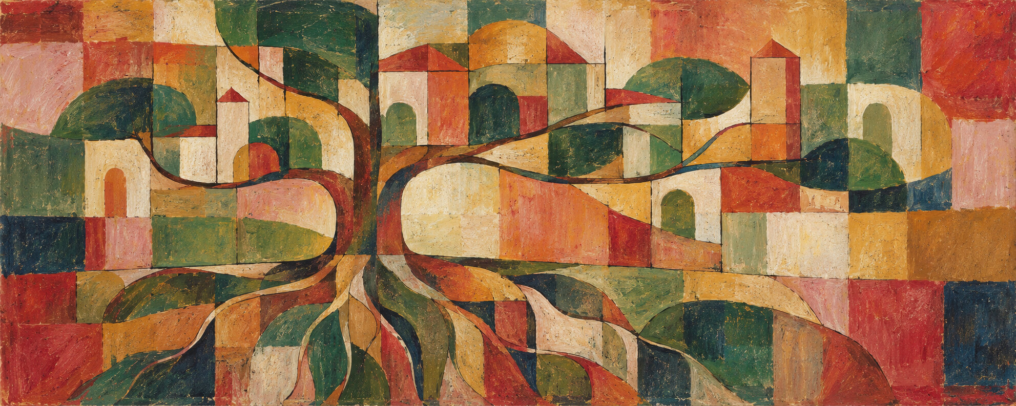 Abstract geometric tree with branching roots