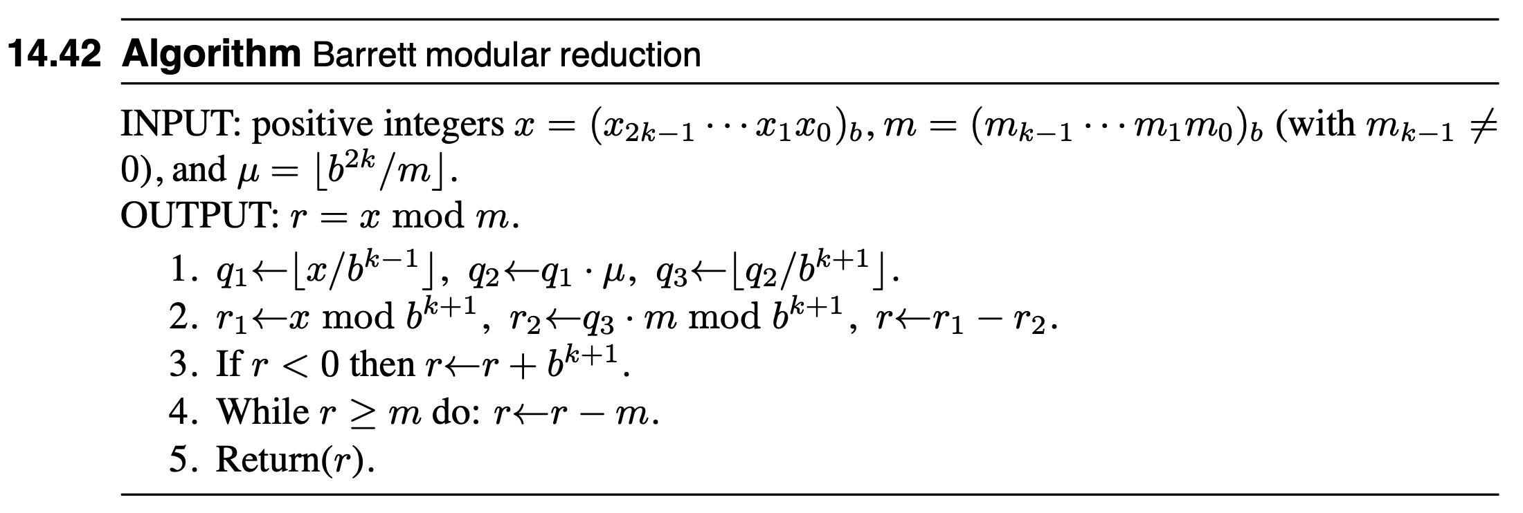 Barrett Algorithm